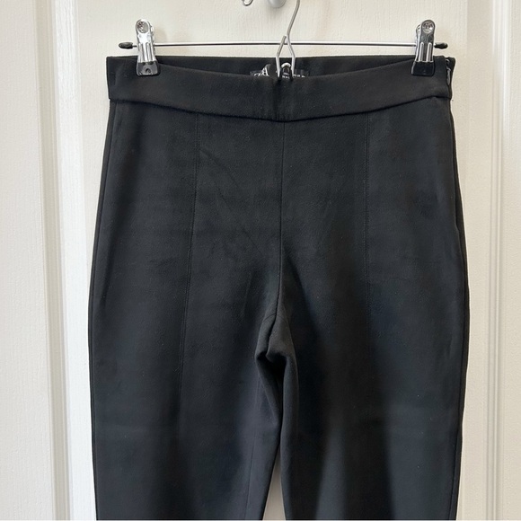 Zara Women’s Black Faux Suede Leggings Ankle Zip Pants Size Medium - Picture 4 of 16
